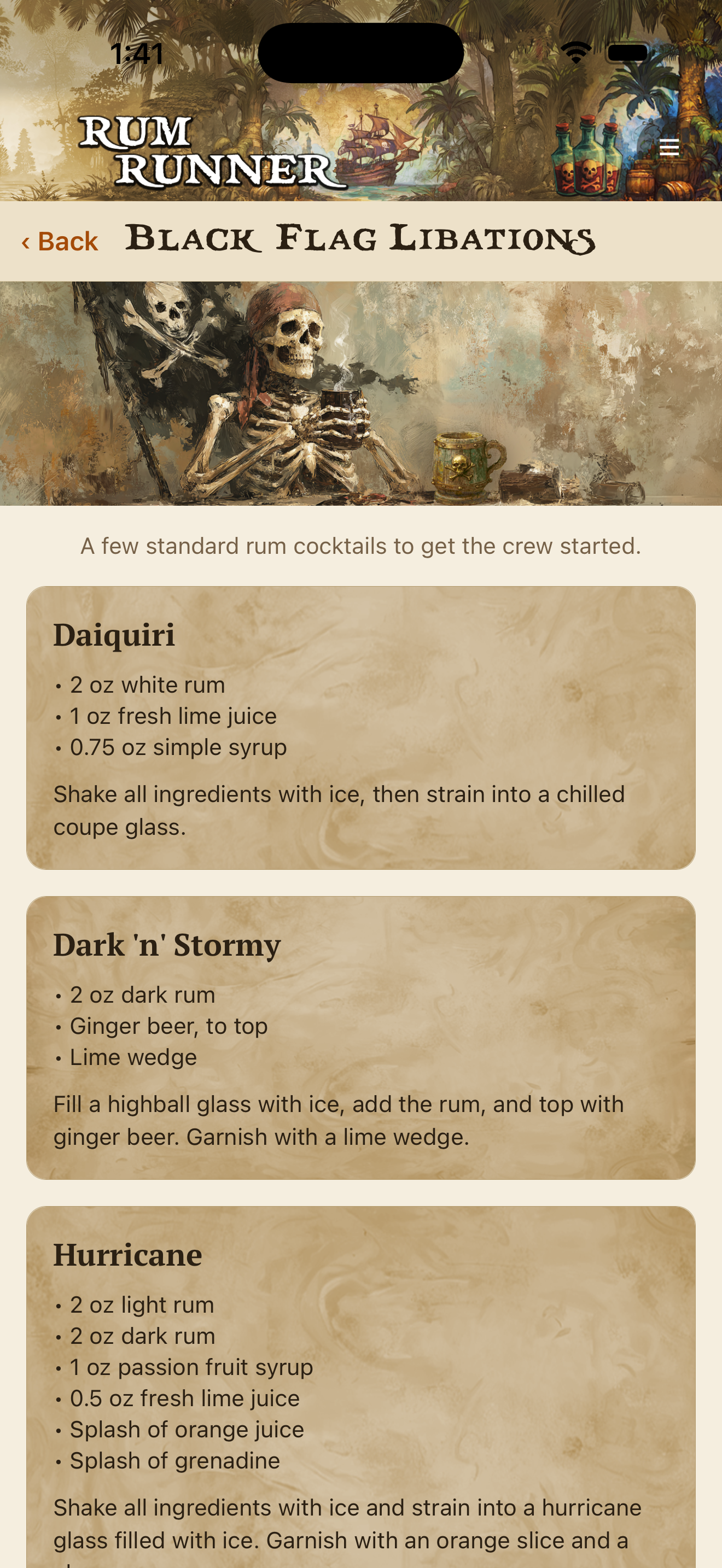 Black Flag Libations cocktail guide with classic rum recipes